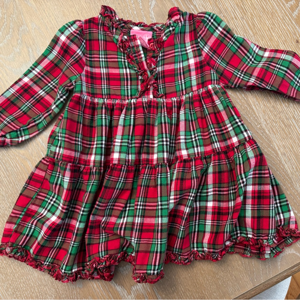 J. Khaki Kids Red and Green Plaid long sleeved Dress 100% cotton, size 2T